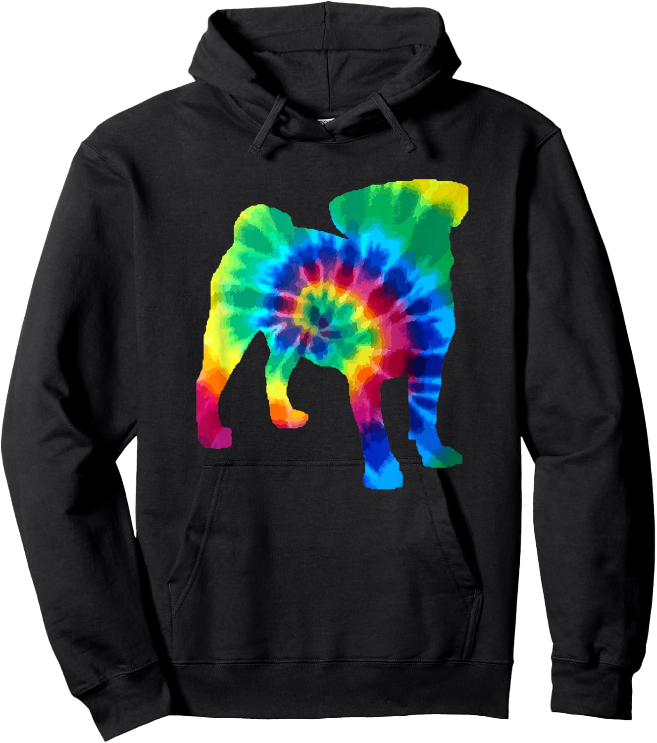 Pug Tie Dye Vintage Hippie Dog Pug Hoodie - Hoodie | Black