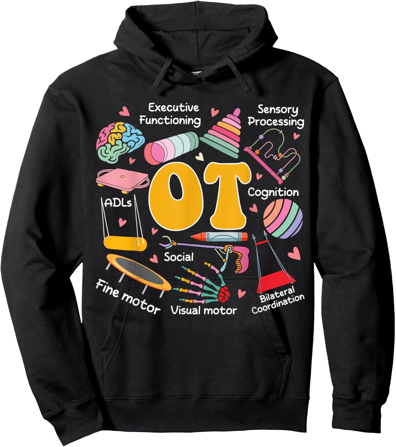 Occupational Therapy -OT Therapist OT Month Groovy Retro Hoodie - Hoodie | Black