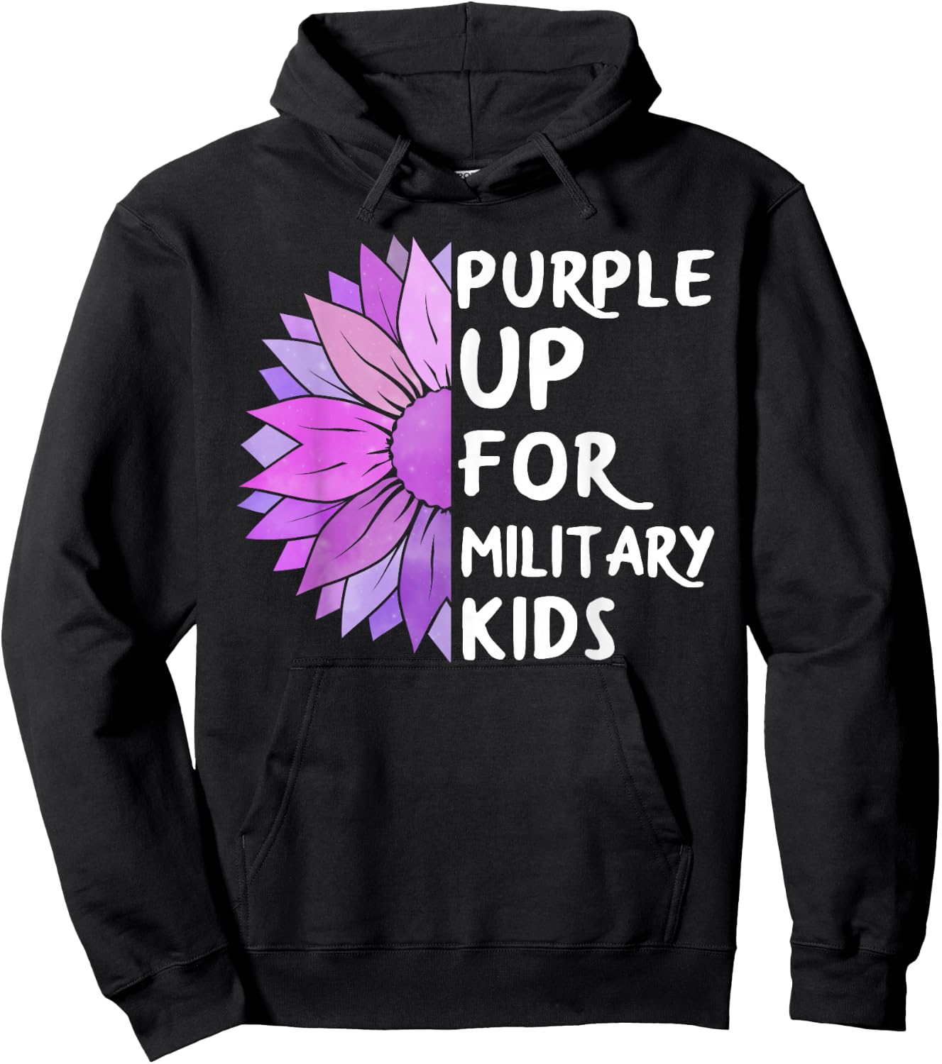 Purple Up Military Child Sunflower Military Brats Month Hoodie - Hoodie | Black