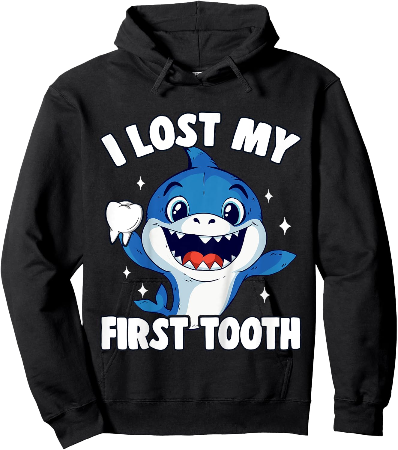 Kids I Lost My First Tooth Boys Tooth Fairy Teeth Out Funny Shark Hoodie - Hoodie | Black