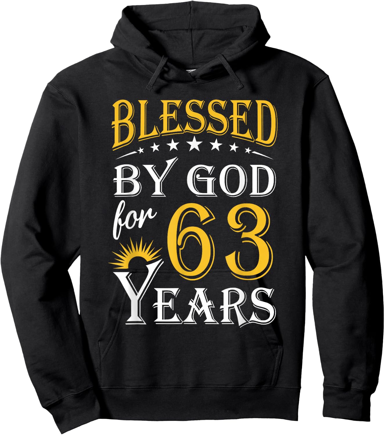 Vintage Blessed by God for 63 years Happy 63rd Birthday Hoodie - Hoodie | Black