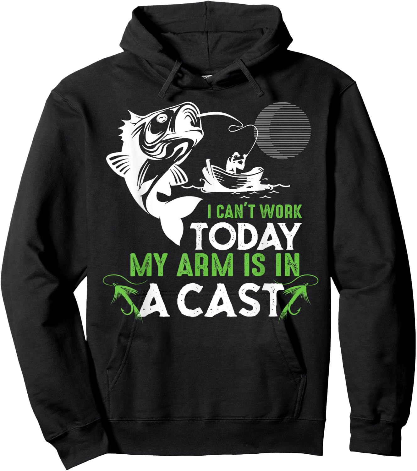 I Can't Work Today My Arm is in a Cast Funny Fishing Hoodie - Hoodie | Black