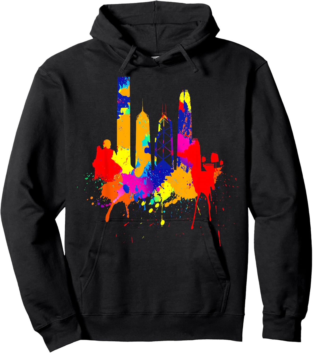 Hong Kong Skyline Asia Colored Painting Art Love Hong Kong Hoodie - Hoodie | Black