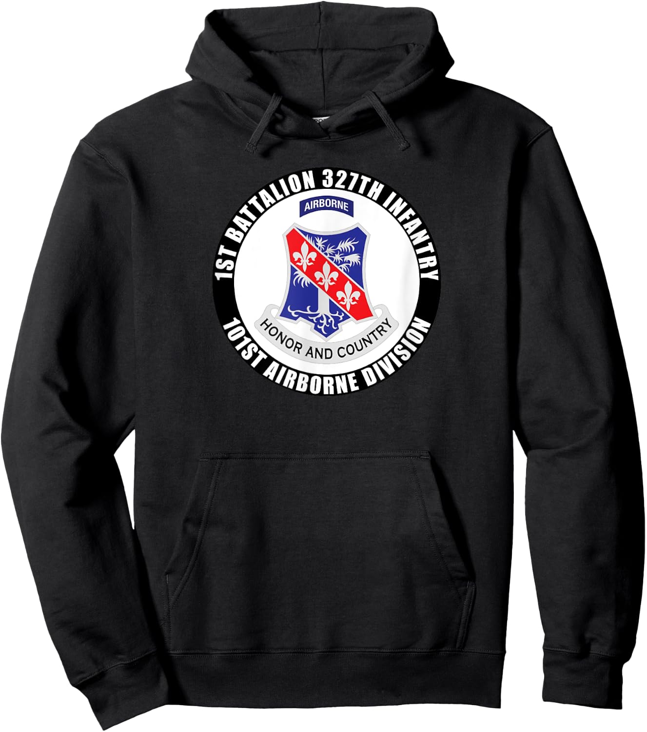 SoldierTees 1st Battalion 327th Infantry, 101st Airborne Division Veteran -Adult Black Classic Fit Short Sleeve Hoodie - Hoodie | Black