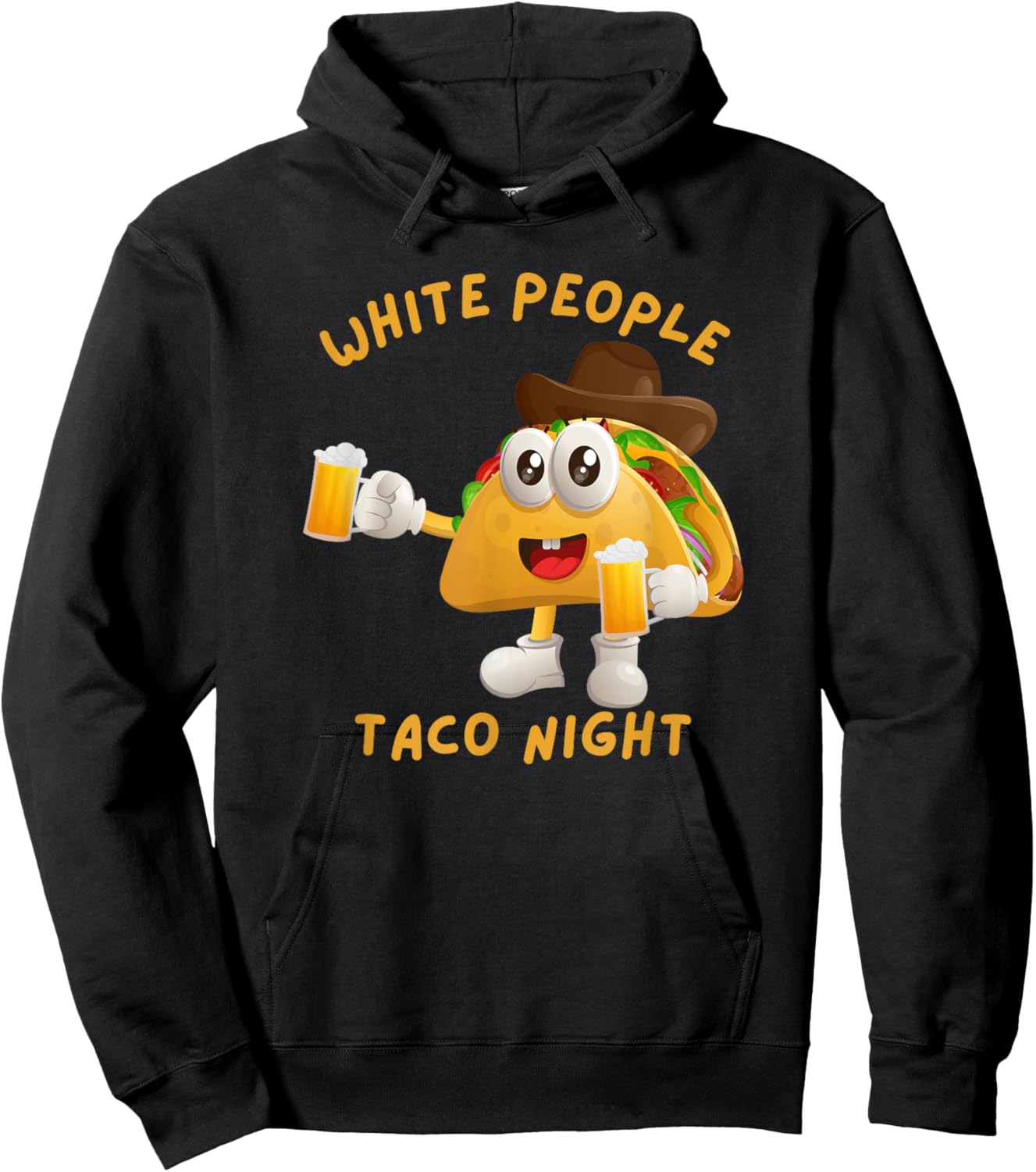 Funny White People Taco Night Tacos Beer and Cowboys Hoodie - Hoodie | Black