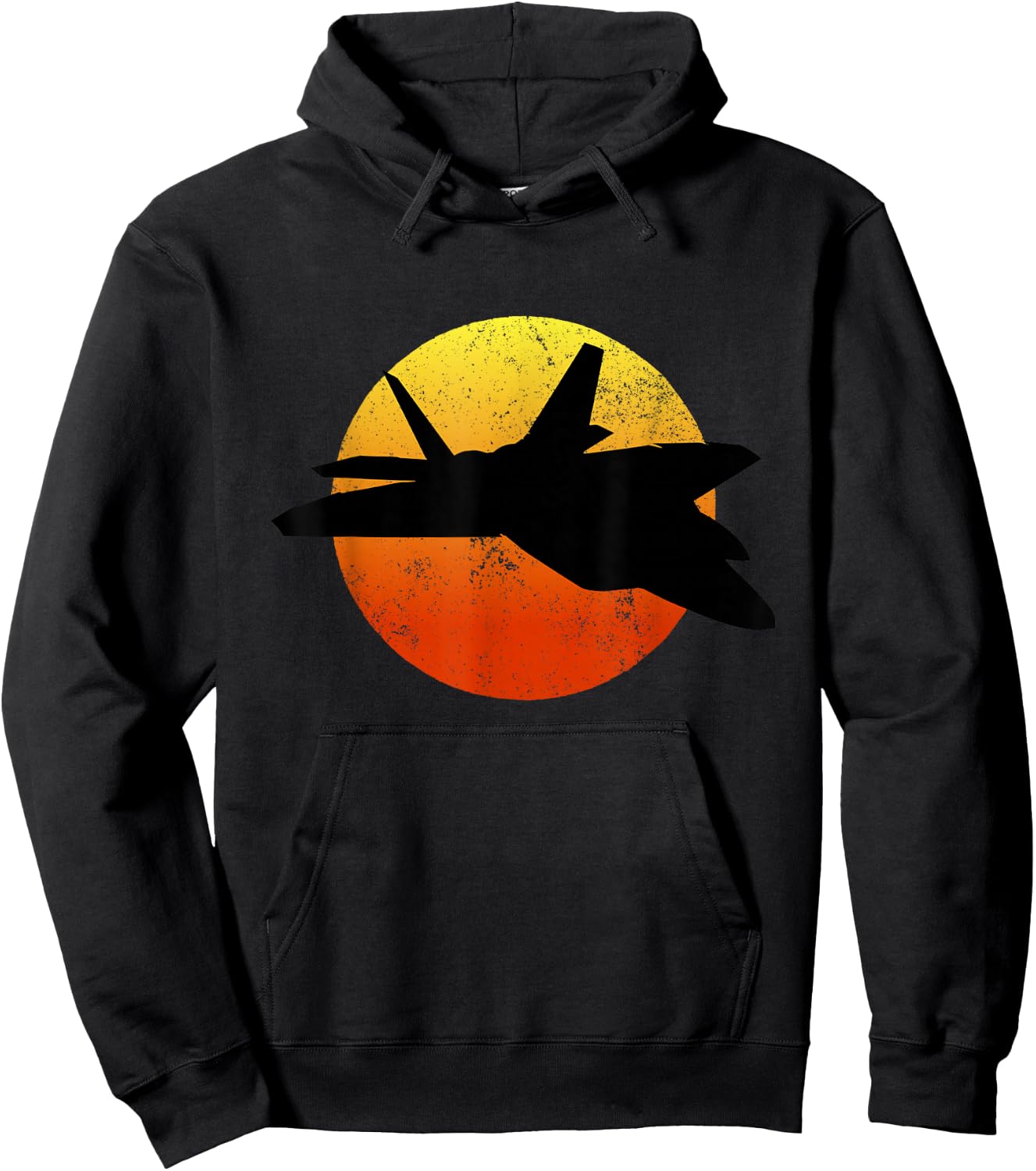 F-22 Raptor Silhouette Retro Sunset Military Jet Flying F22 Hoodie - Hoodie | Black