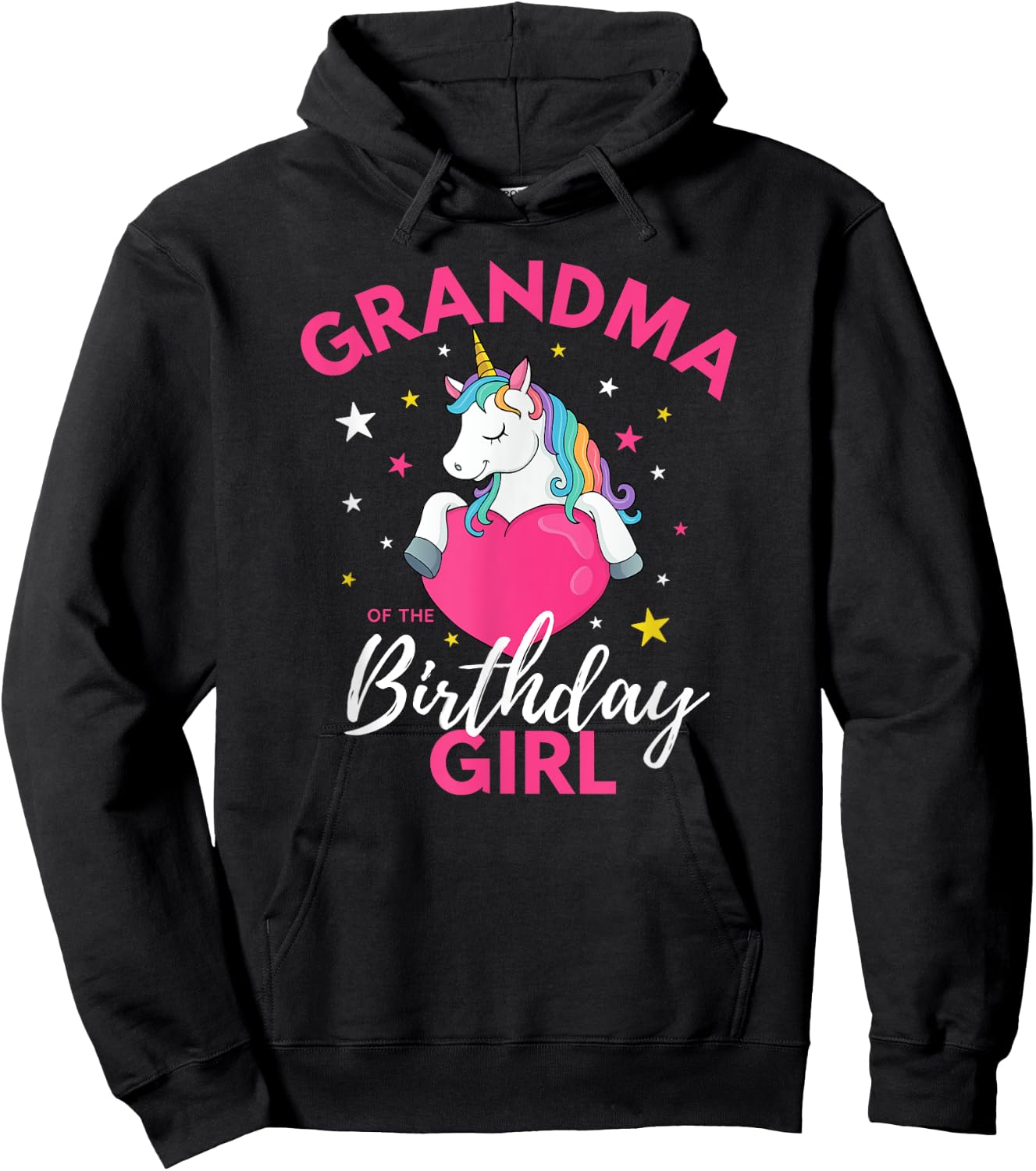 Grandma Of The Birthday Girl Unicorn Hoodie - Hoodie | Black