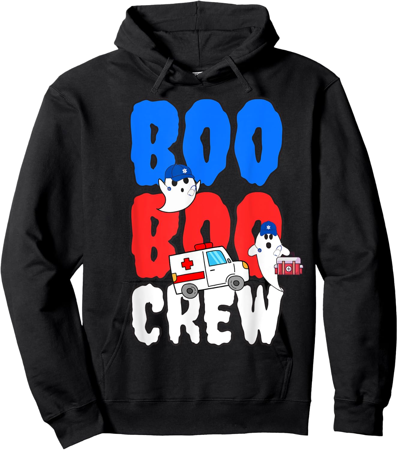 EMT Paramedic EMS Boo Boo Crew Ambulance Ghost Halloween Hoodie - Hoodie | Black