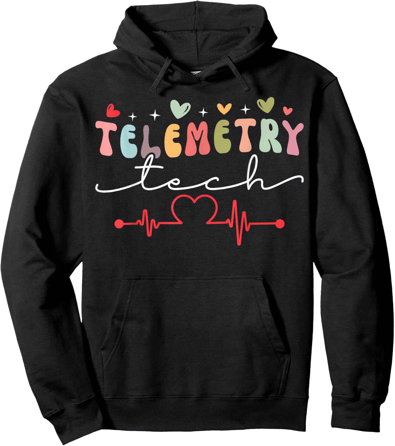 Cute Telemetry Tech Heart Hoodie - Hoodie | Black