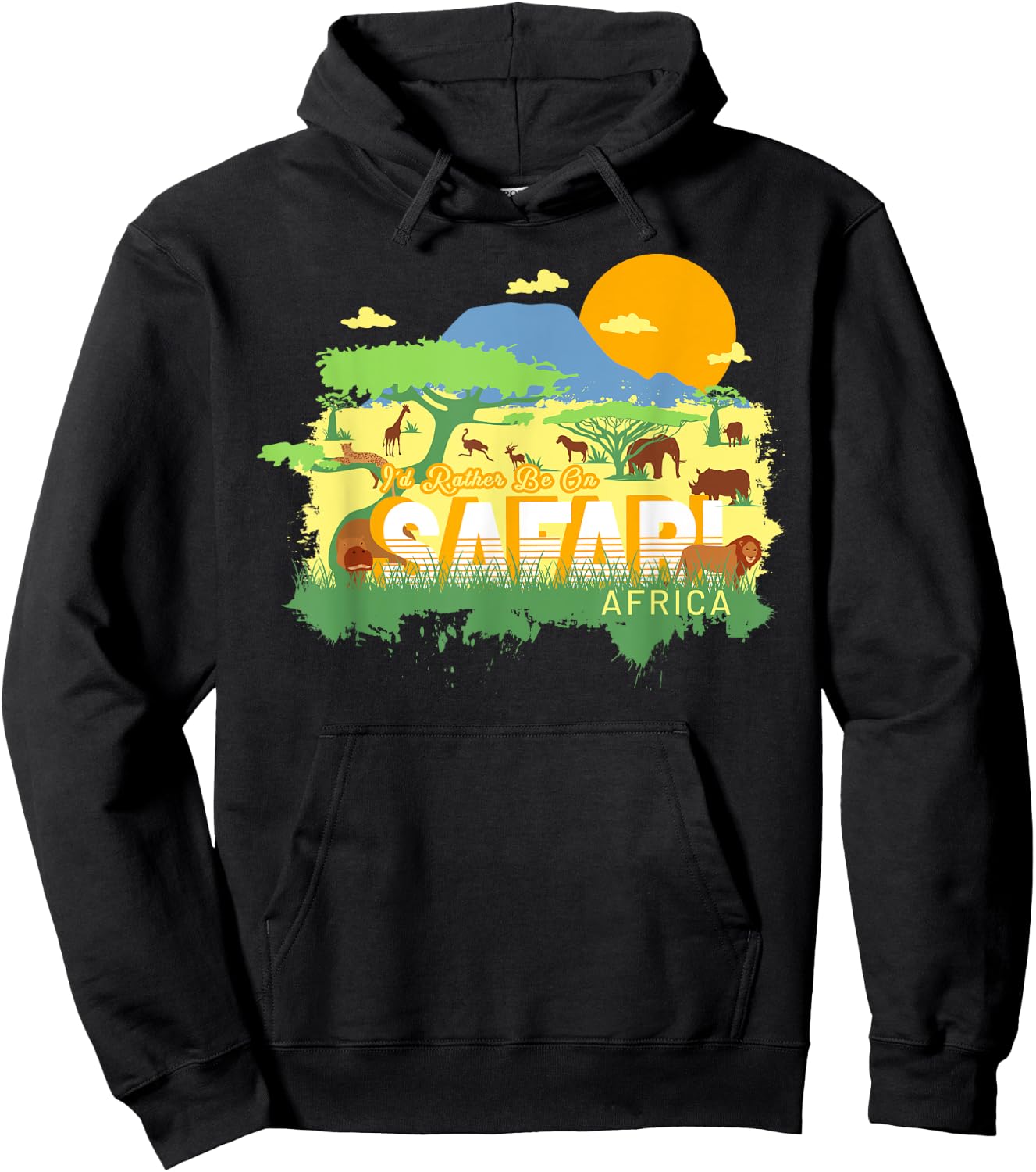 I'd Rather Be On Safari Africa - Cute Vintage Souvenir Hoodie - Hoodie | Black
