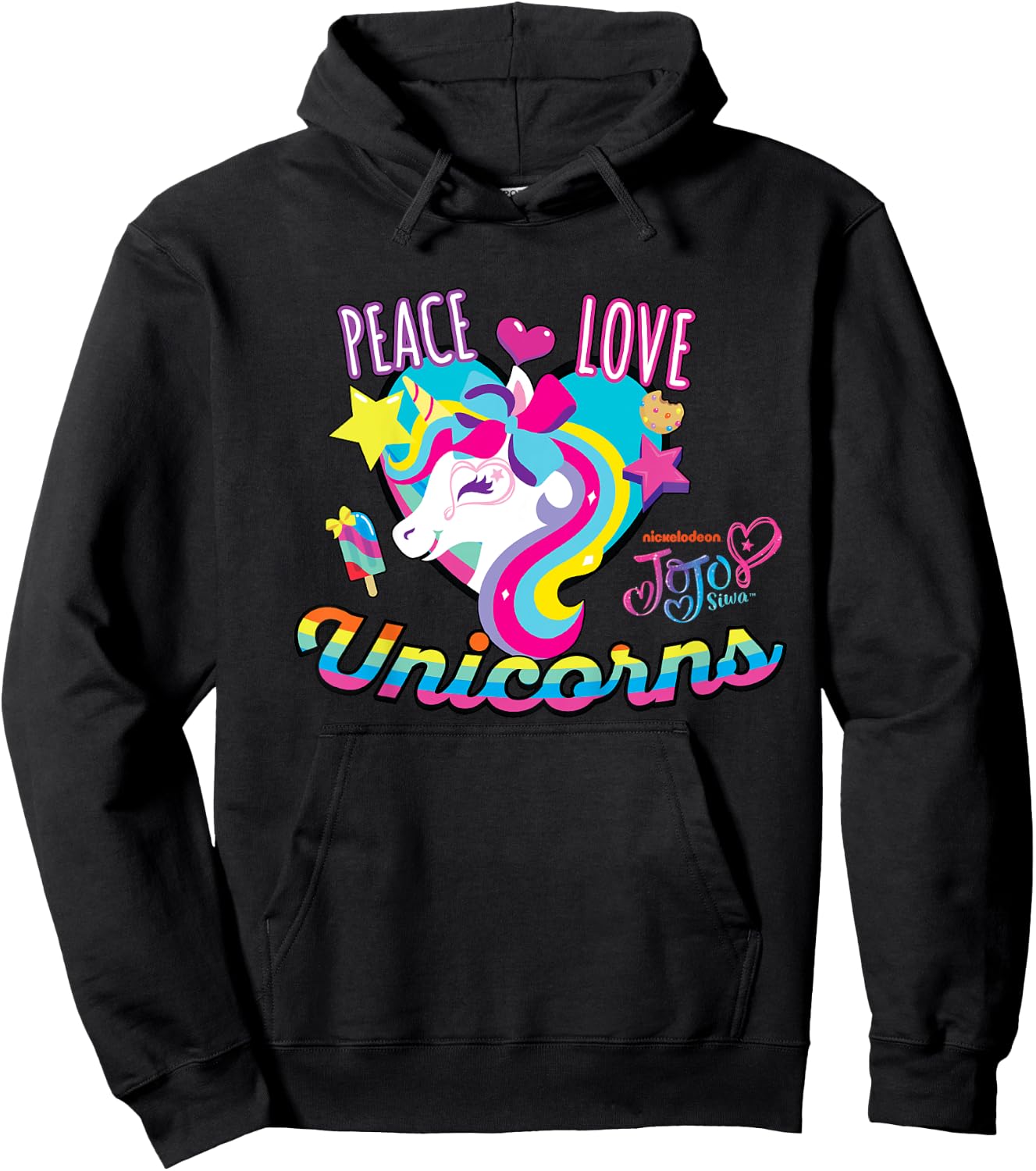 JoJo Siwa Peace Love And Unicorns Hoodie - Hoodie | Black