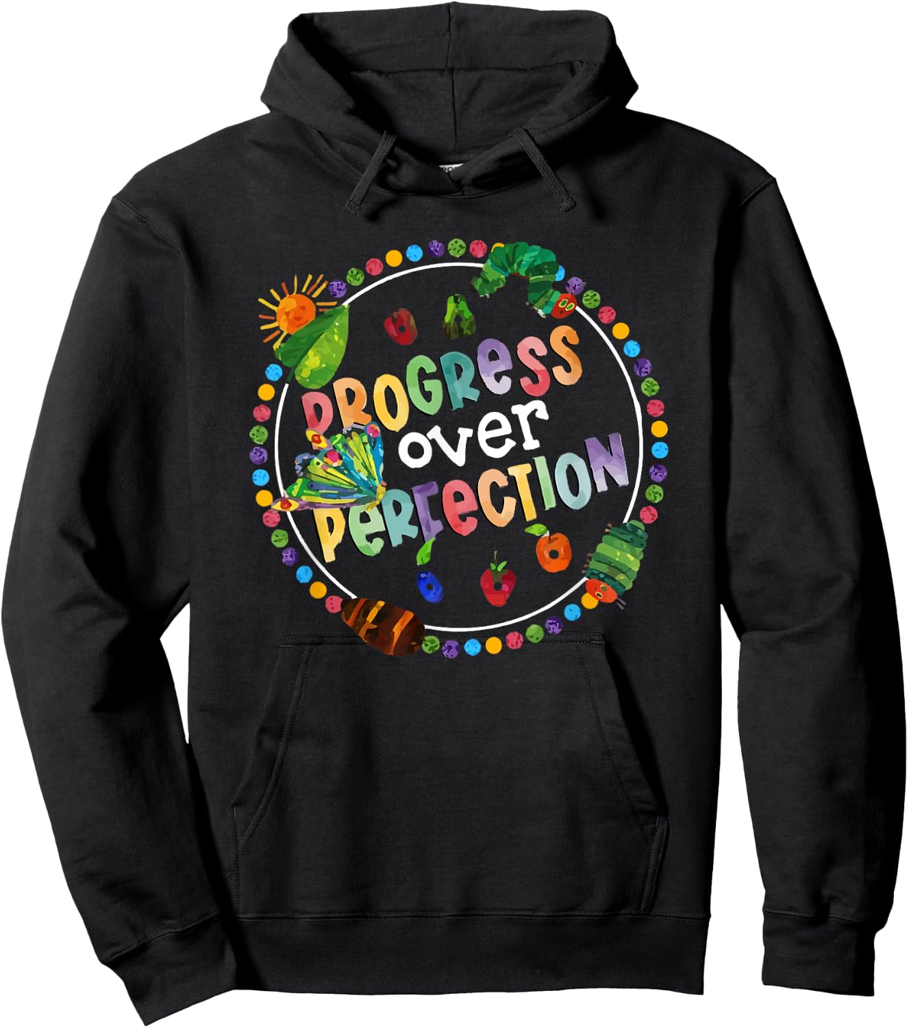 Progress Over Perfection Caterpillar Back to School Teacher Hoodie - Hoodie | Black