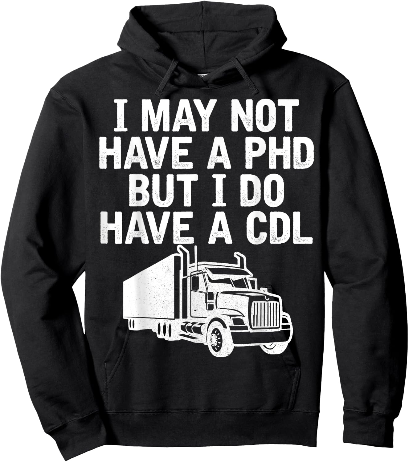Funny Trucker Husband Semi Trailer Truck Driver Hoodie - Hoodie | Black