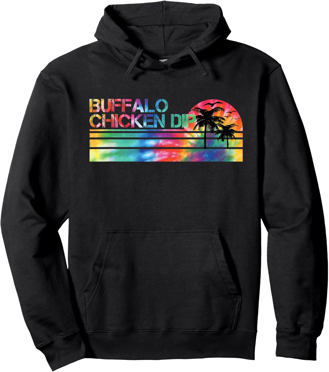 Buffalo Chicken Dip Tie Dye Vintage Inspired Striped Funny Hoodie - Hoodie | Black