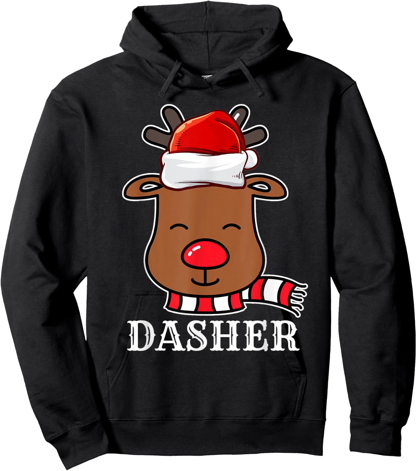 Santa Reindeer Dasher Xmas Group Costume Hoodie - Hoodie | Black