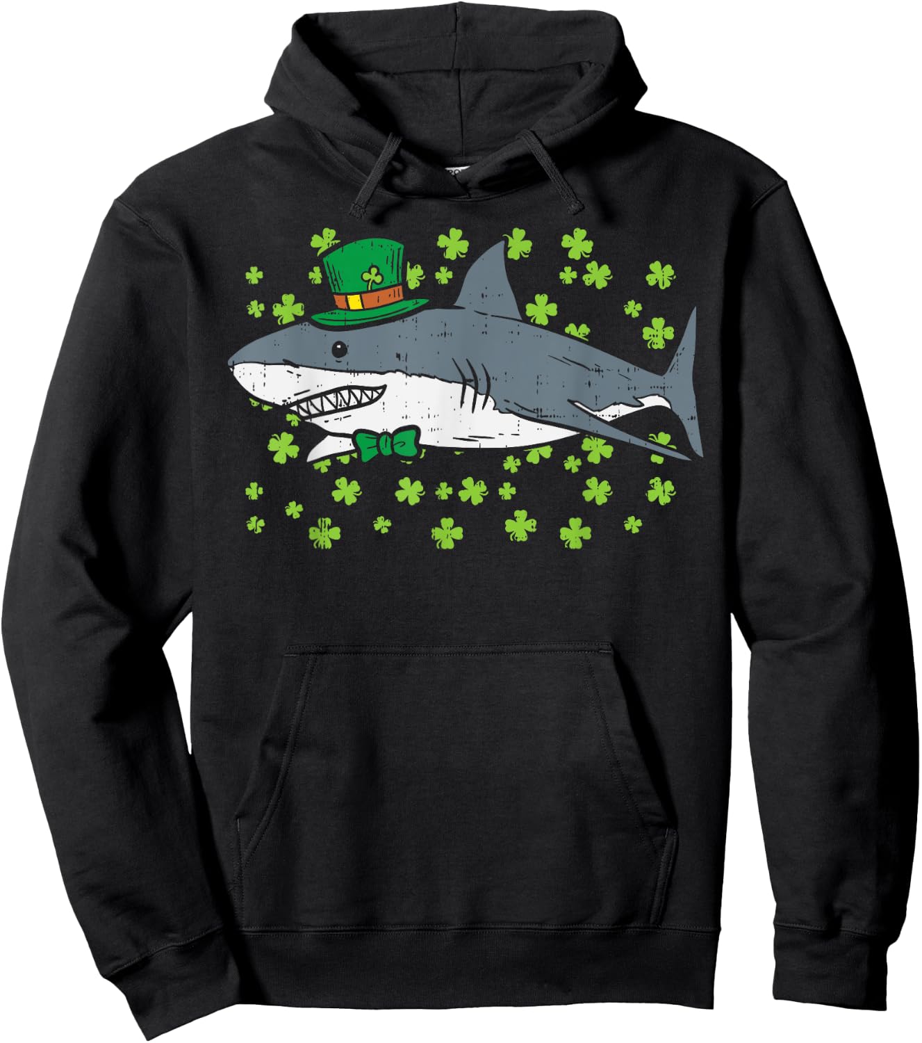 Irish Leprechaun Shark Shamrock St Patricks Day Animal Gift Hoodie - Hoodie | Black