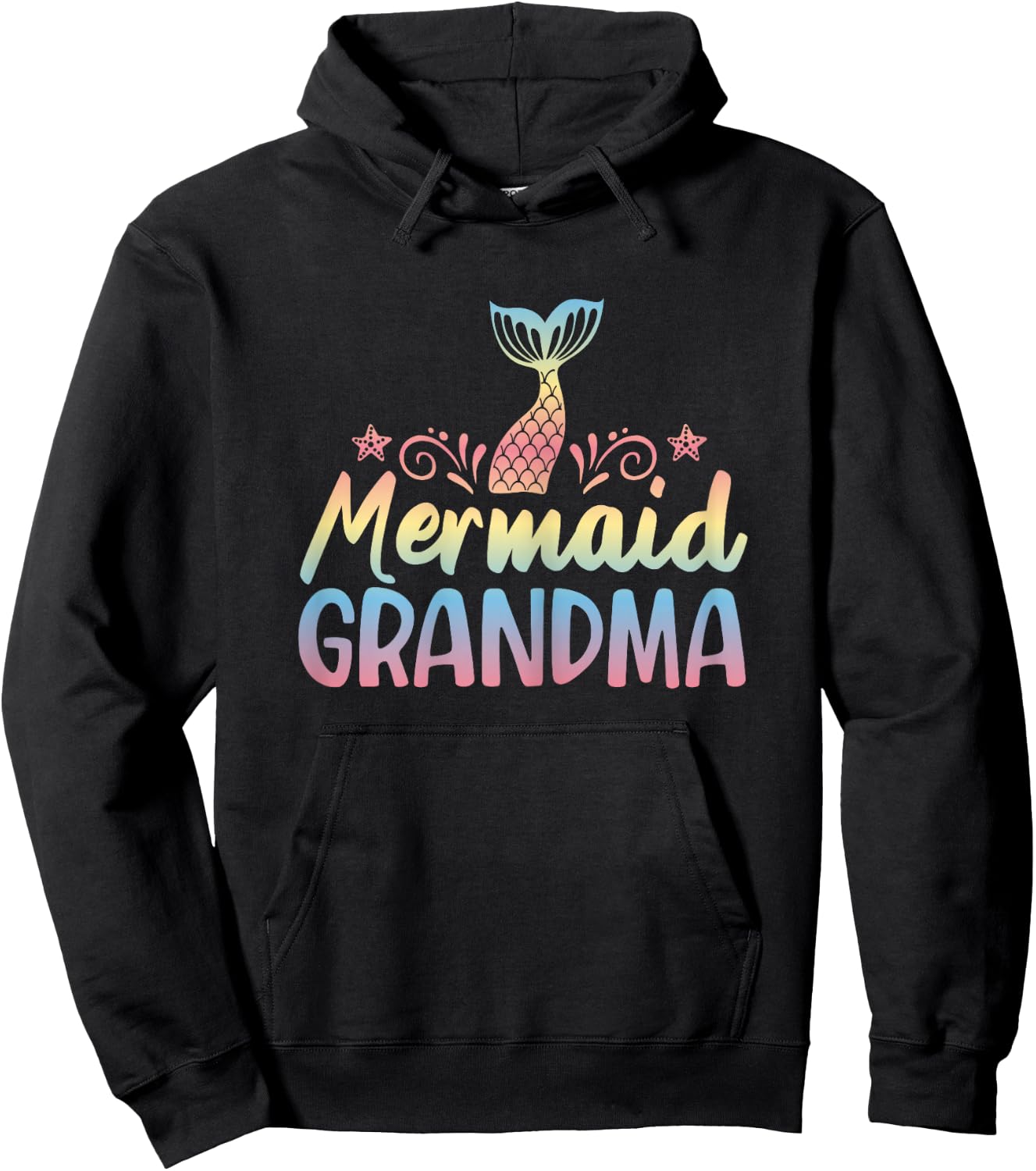 Mermaid Grandma Underwater Grandmother Myth Folklore Hoodie - Hoodie | Black