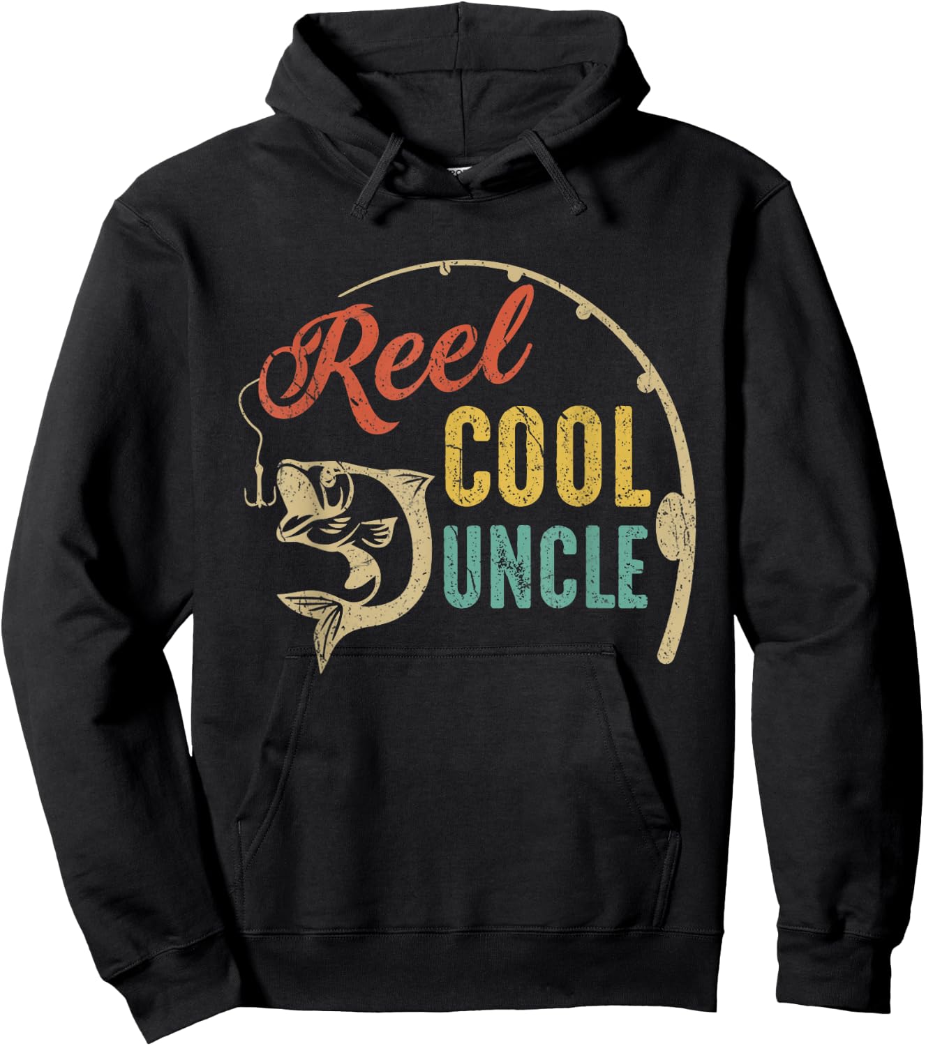 Father's Day Shirt Vintage Fishing Reel Cool Uncle Hoodie - Hoodie | Black