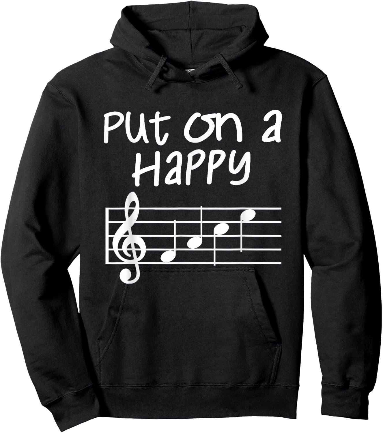 Musical Notes Put On A Happy Face Cute Music Loving Kids Hoodie - Hoodie | Black