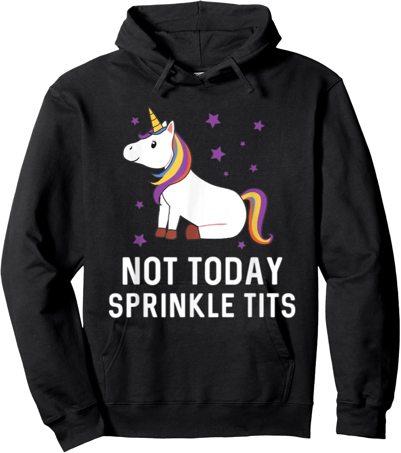 Not Today Sprinkle Tits Unicorn Rainbow Majestic Magical Hoodie - Hoodie | Black