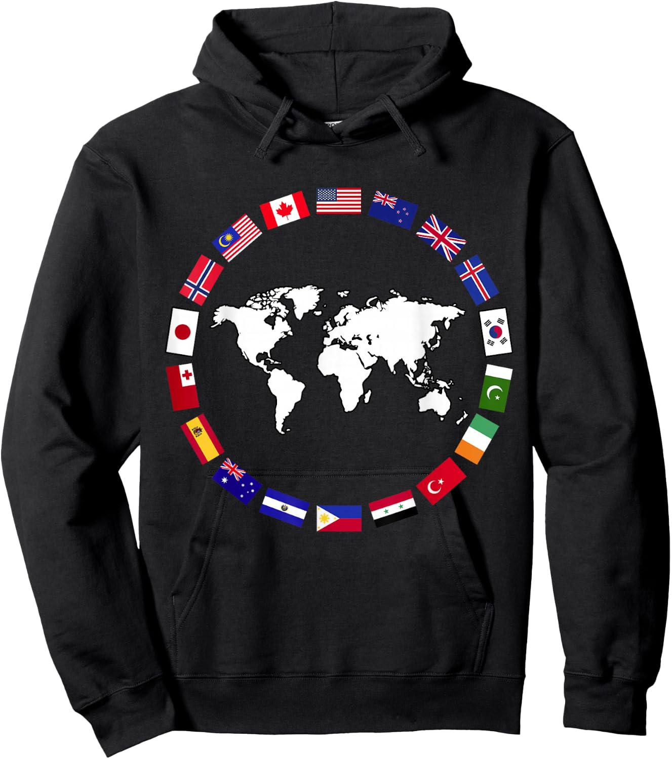 World Map Country Flag Atlas Hoodie - Hoodie | Black