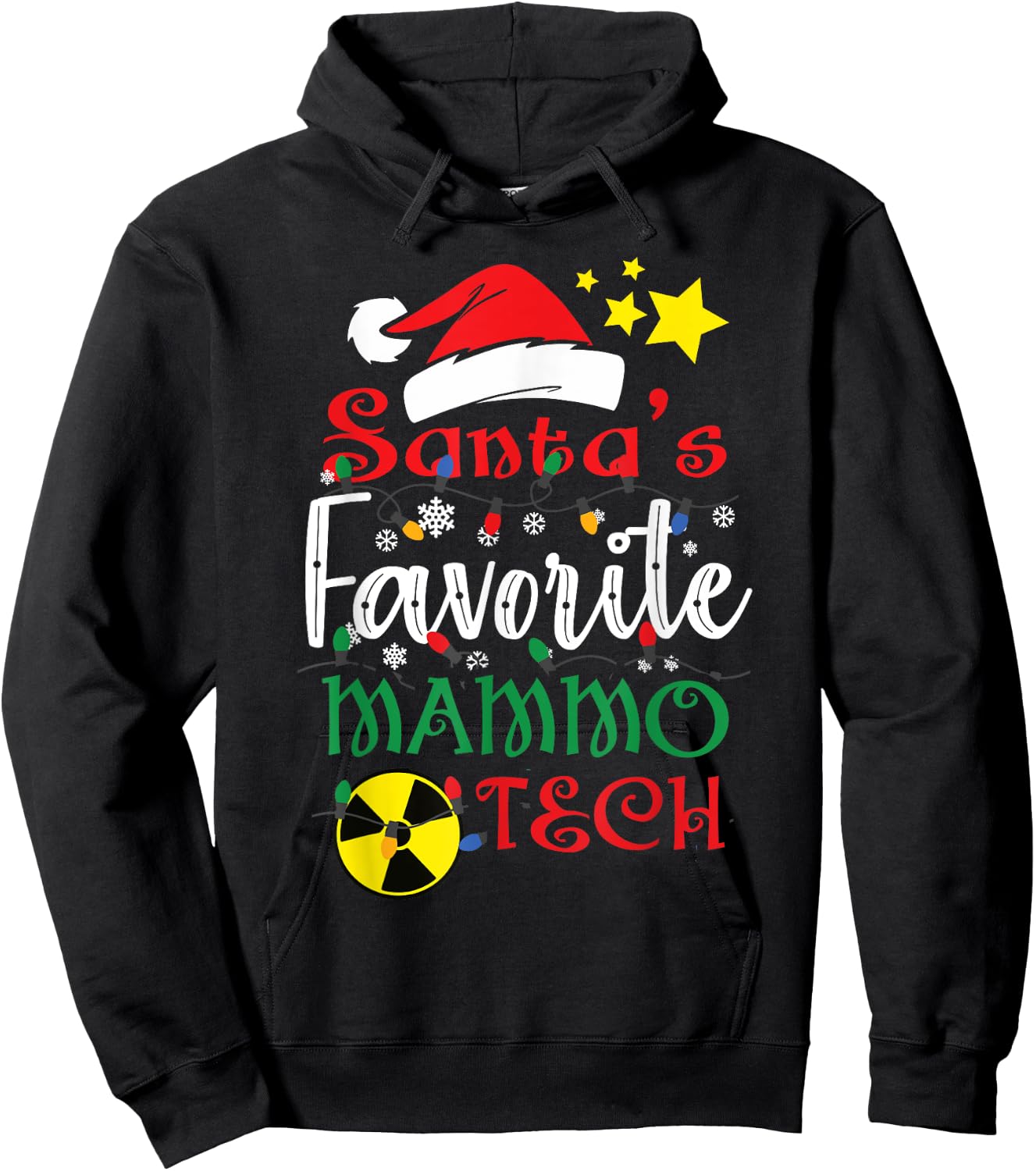 Santa's Favorite Mammo Tech, Mammography Christmas Gift Hoodie - Hoodie | Black
