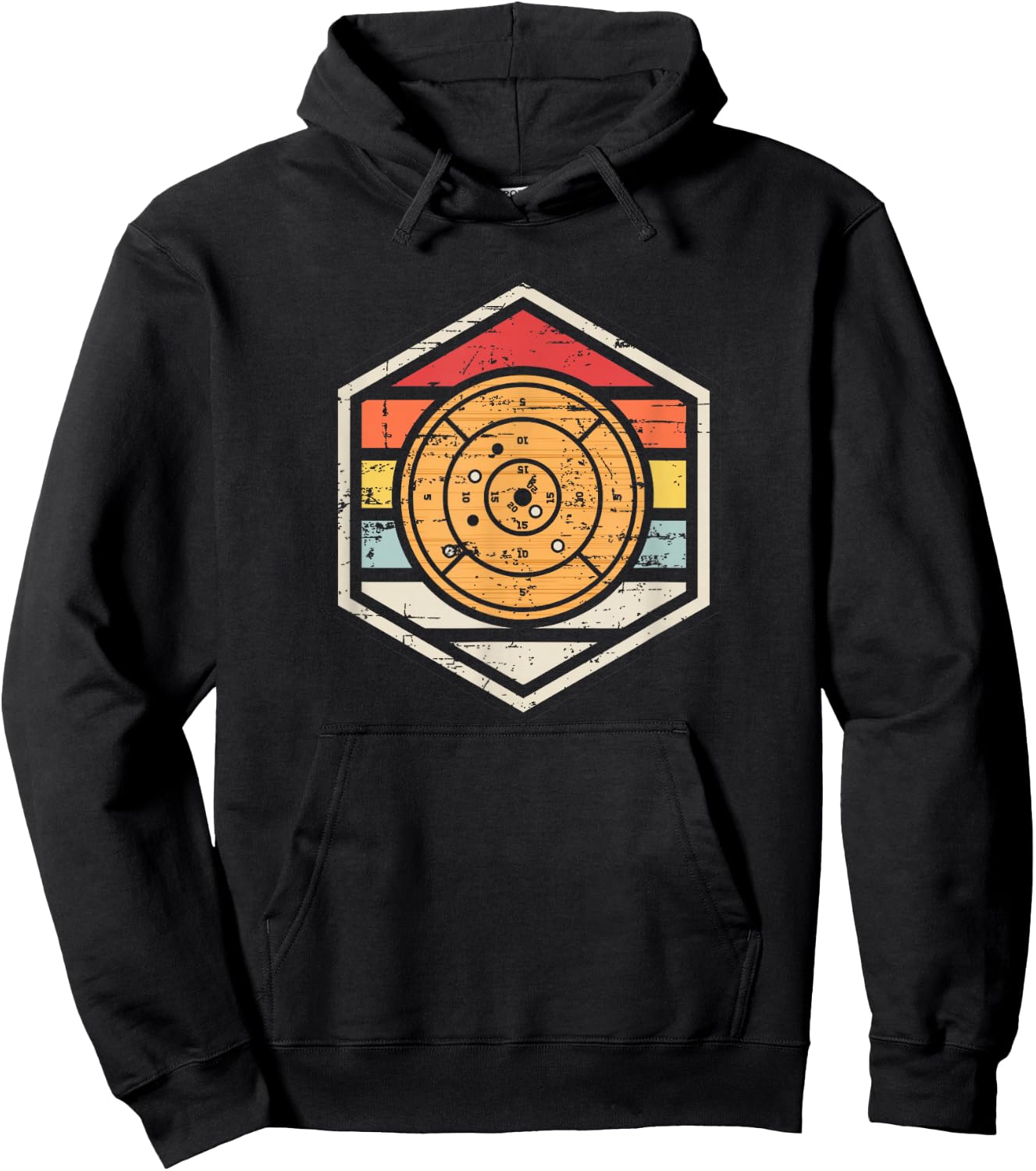 Retro Badge Crokinole Board Hoodie - Hoodie | Black