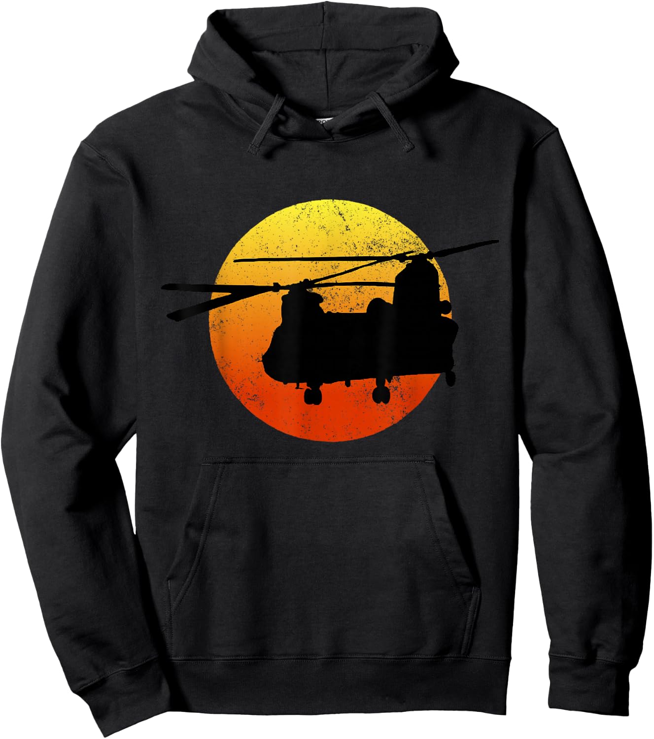 CH47 Chinook Silhouette Sunset Military Helicopter CH47 Hoodie - Hoodie | Black