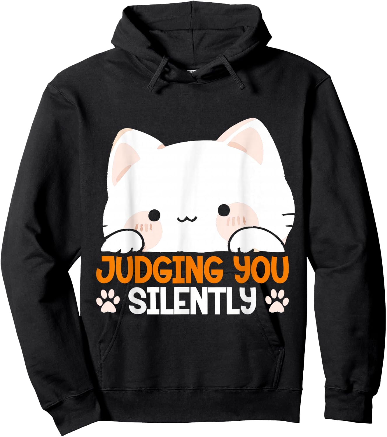 Judging You Silently Kitten Lover Sarcasm Adorable Cat Men Women Kids Hoodie - Hoodie | Black