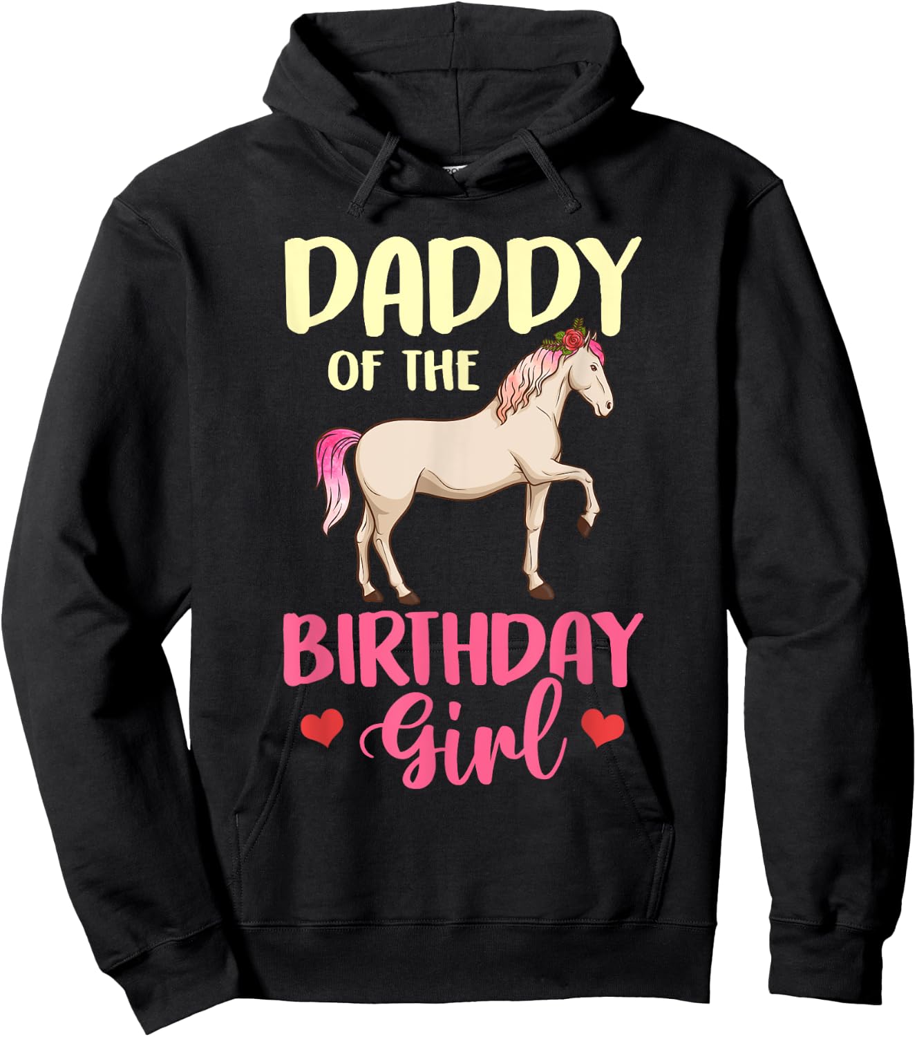 Daddy of the Birthday Girl Horse Equestrian Party Family Hoodie - Hoodie | Black