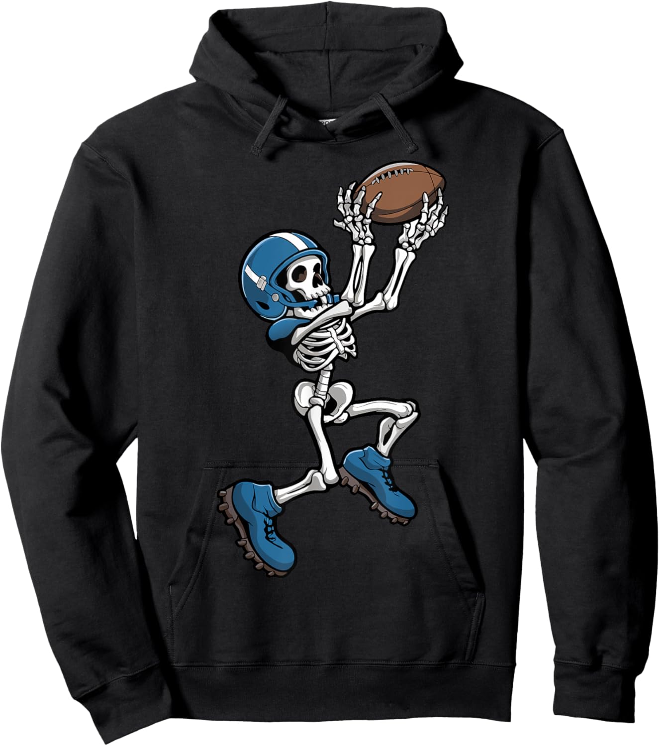 Skeleton Football Halloween Men Boys Women Football Fan Hoodie - Hoodie | Black