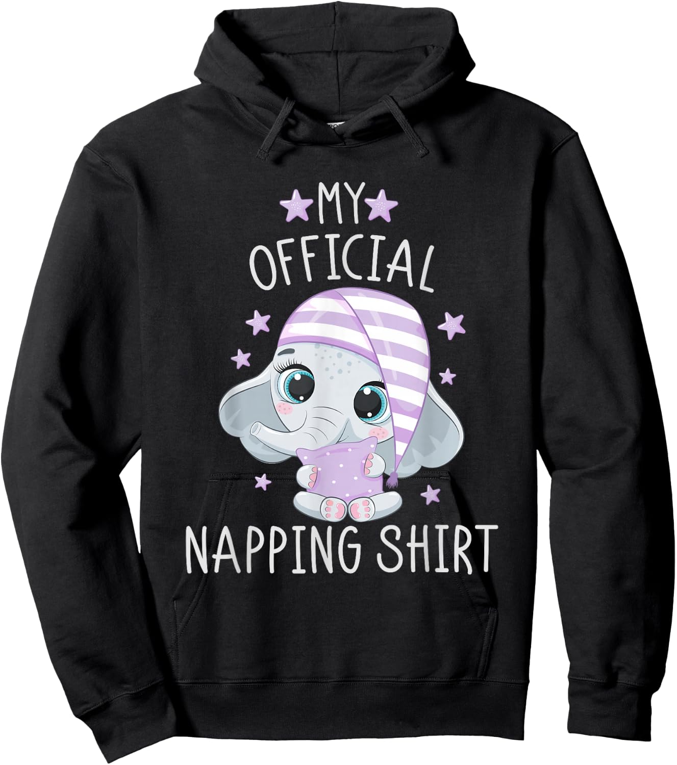 My Official Napping Shirt Pajamas Nightgown Elephant Hoodie - Hoodie | Black