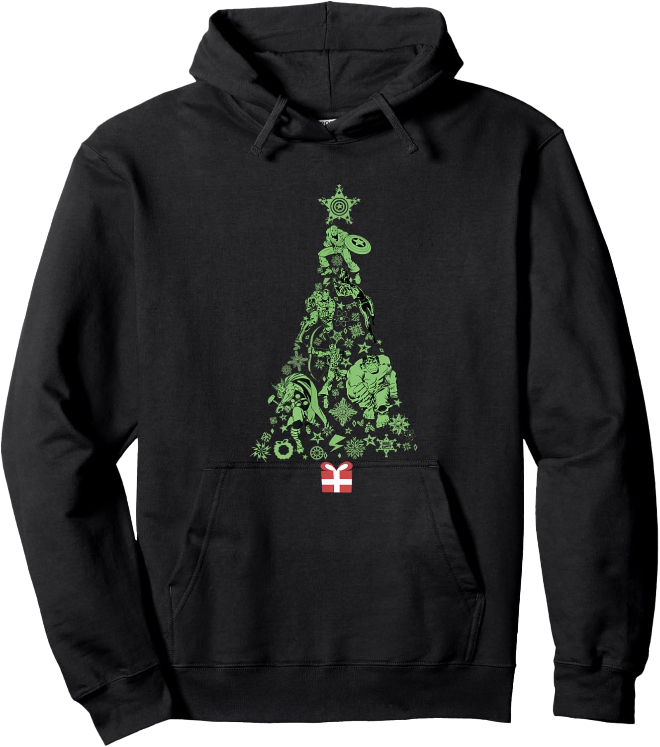 Marvel Christmas Avengers Holiday Icons Tree Hoodie - Hoodie | Black