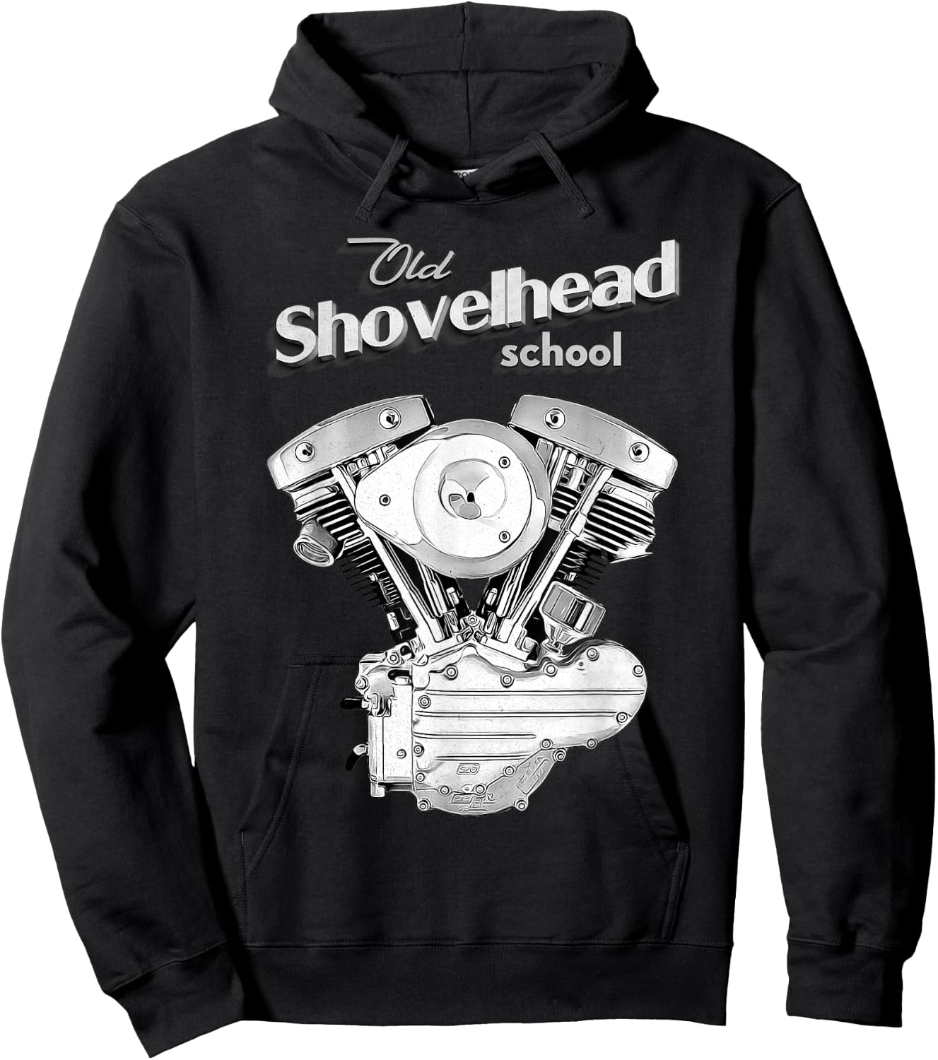 Vintage HD Shovelhead Motorcycle FLH Engine Motor Biker Hoodie - Hoodie | Black