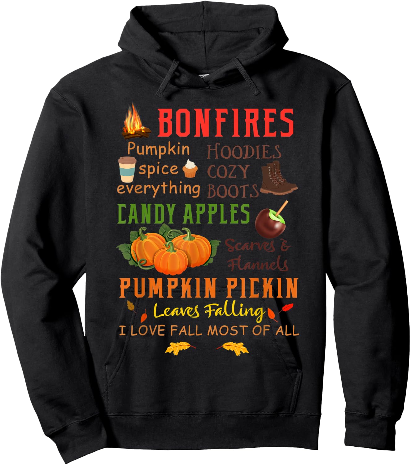 Bonfires Pumpkin Spice Everything Fall Gift Hoodie - Hoodie | Black