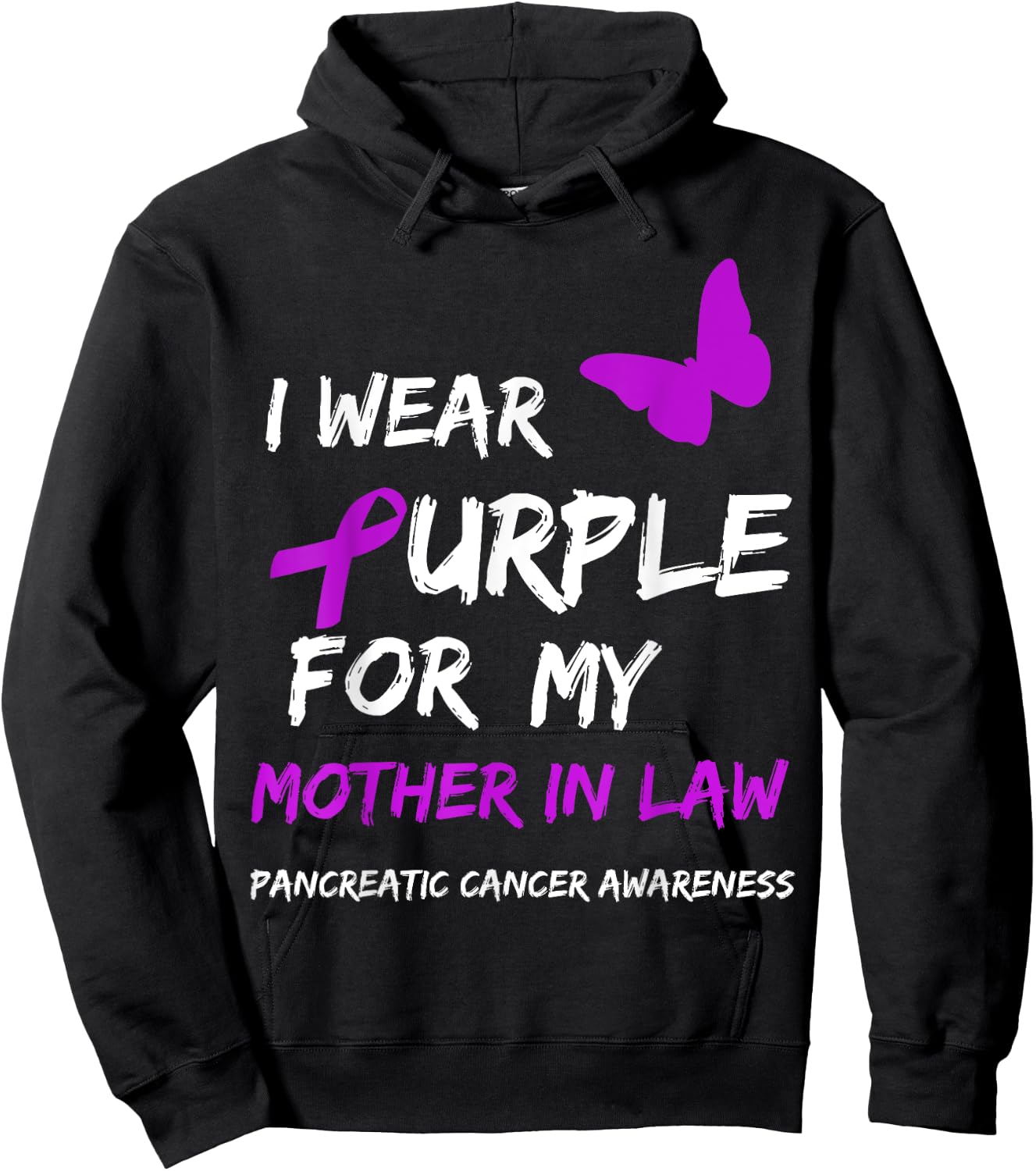 Pancreatic Cancer I Wear Purple for my Mother in law Ribbon Hoodie - Hoodie | Black
