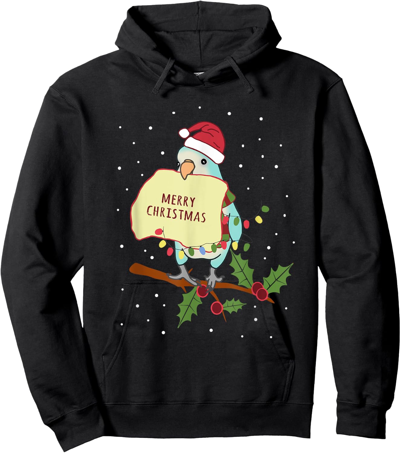 Merry christmas Blue Quaker Parrot Owner Birb memes Hoodie - Hoodie | Black