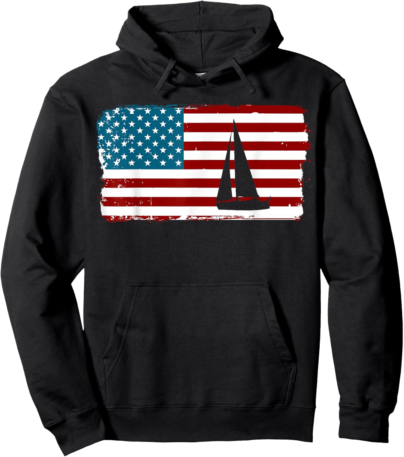 American Flag Sailing | Cute Boating Gift Hoodie - Hoodie | Black