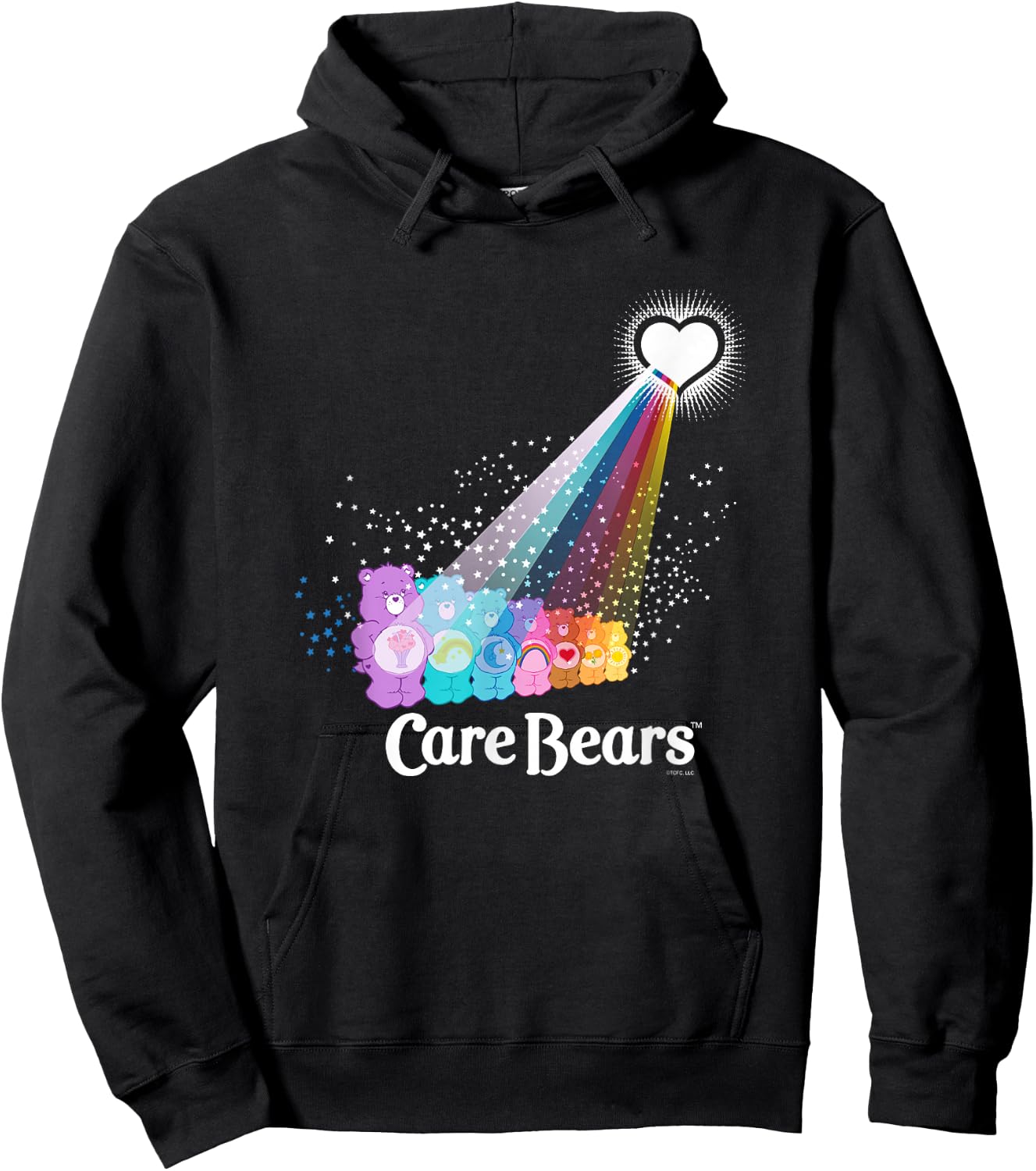 Care Bears Love Light Glow Rainbow Retro Cartoon Hoodie - Hoodie | Black