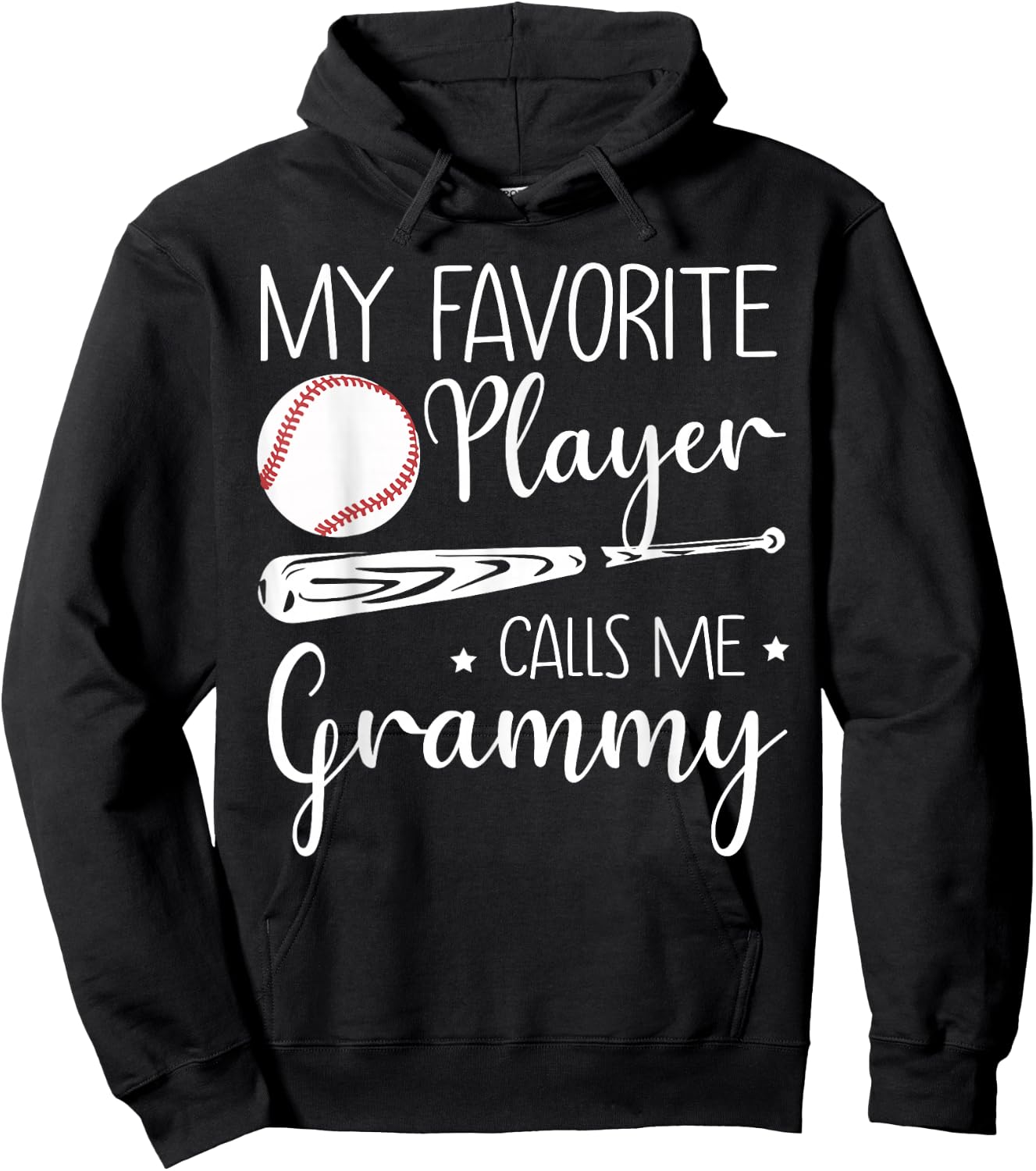 Baseball My Favorite Player Calls Me Grammy Grandma Gift Hoodie - Hoodie | Black