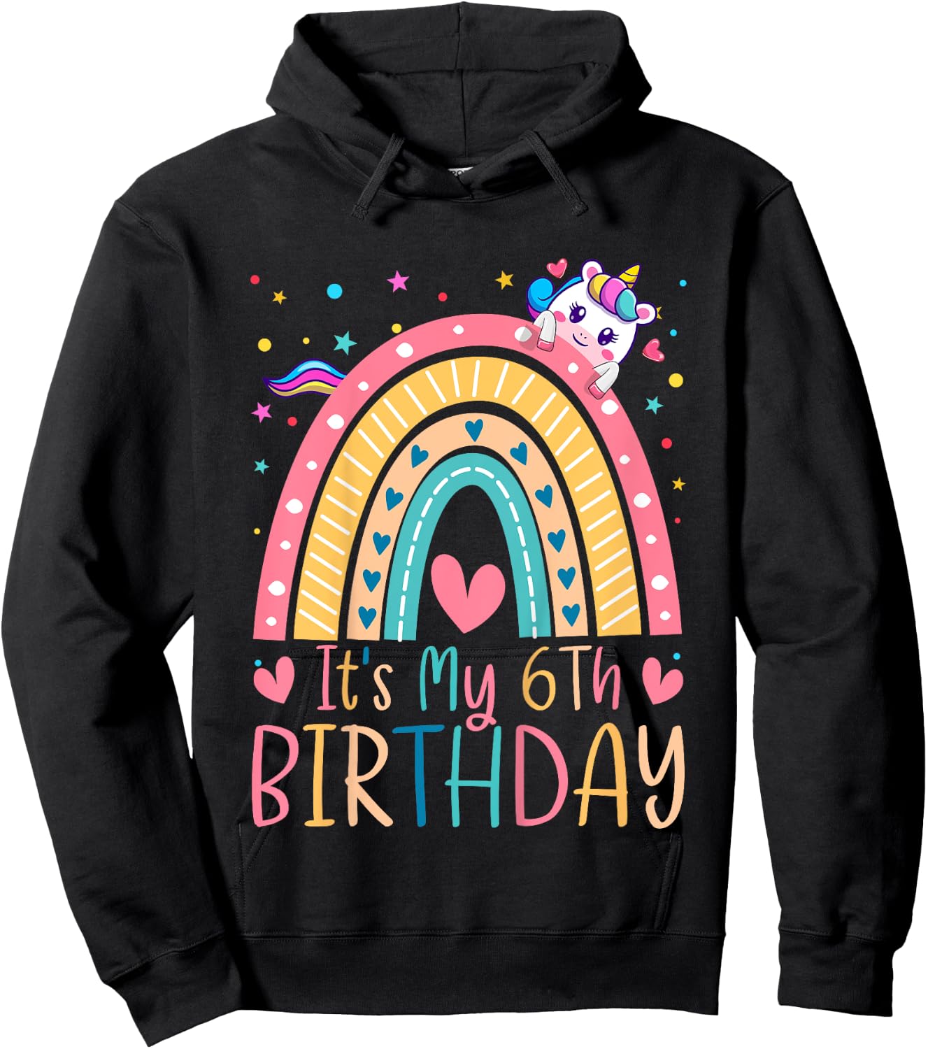 6th Birthday Girl Outfit Idea 6 Year Old Girls Birthday Hoodie - Hoodie | Black