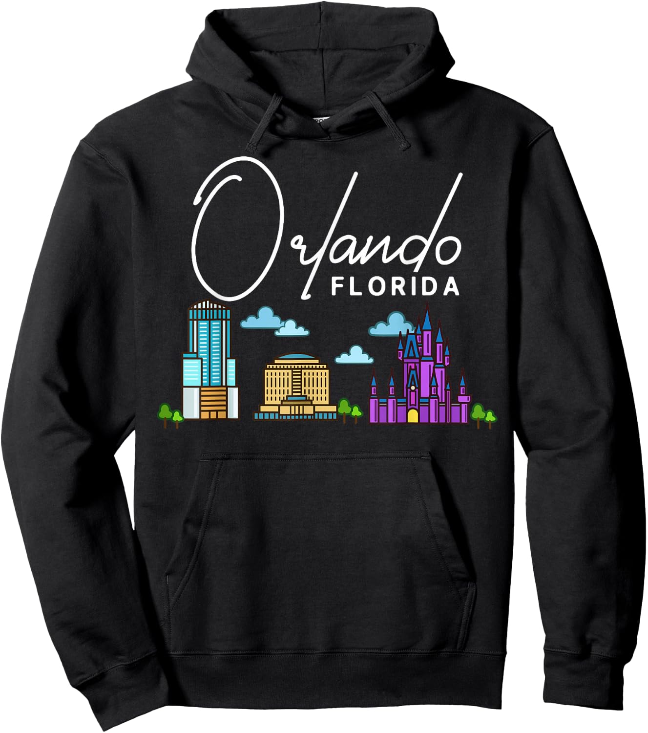 Orlando Florida City Skyline Map Travel Hoodie - Hoodie | Black