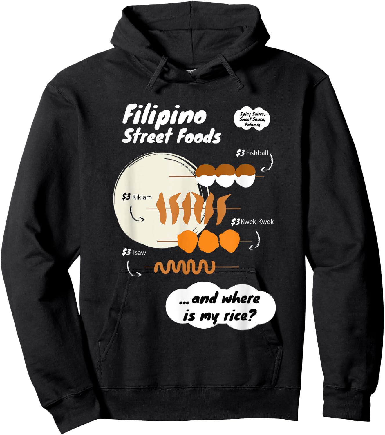 Funny Filipina Filipino Food Menu Rice Philippines Hoodie - Hoodie | Black