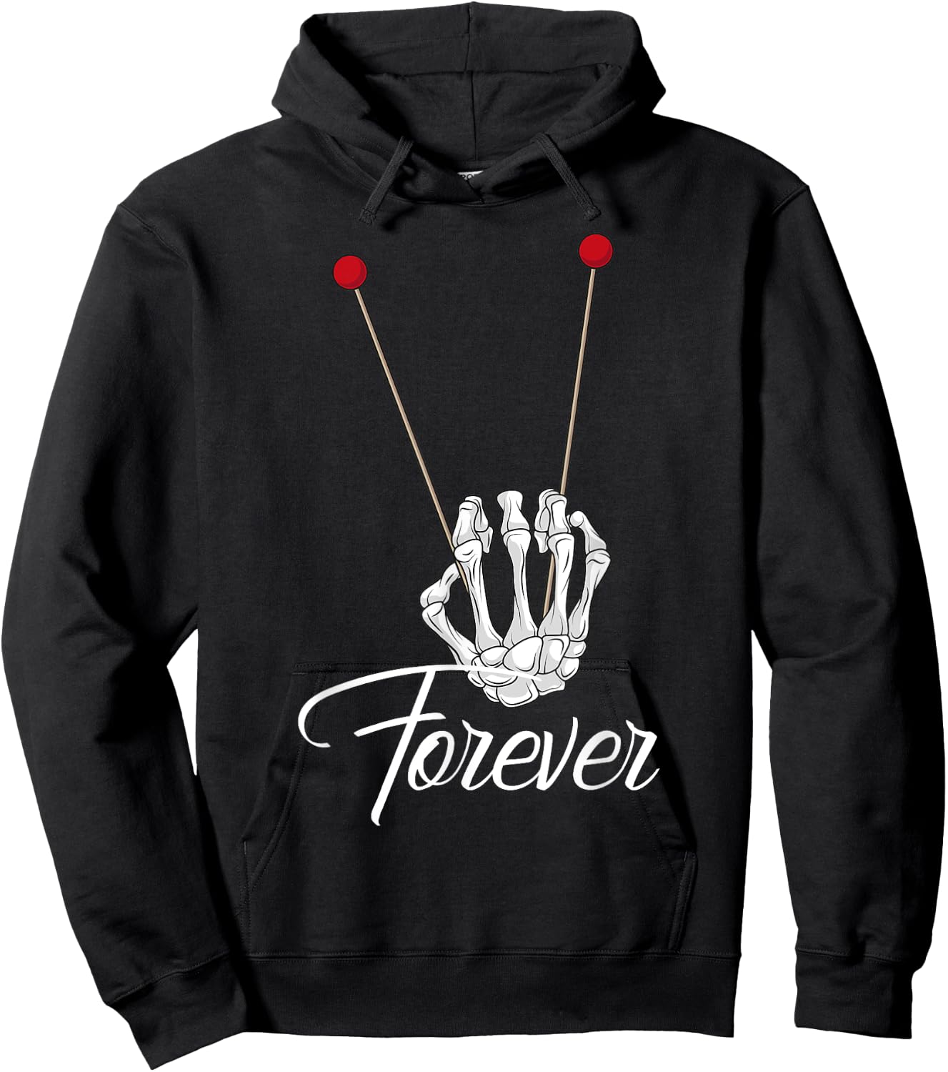 Mallets Forever - Marimba Xylophone Band Skeleton Hand Hoodie - Hoodie | Black