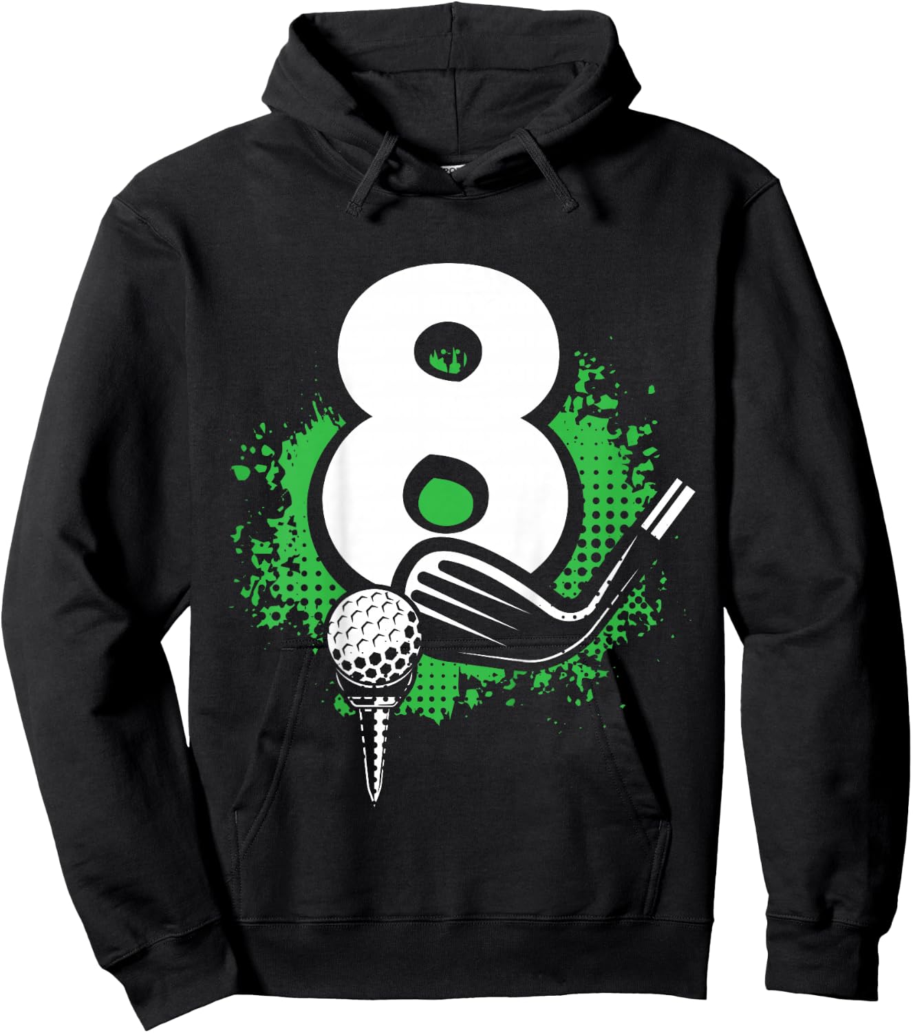 Kids 8th Birthday Boy Golf Player Golf 8 Years Old Hoodie - Hoodie | Black