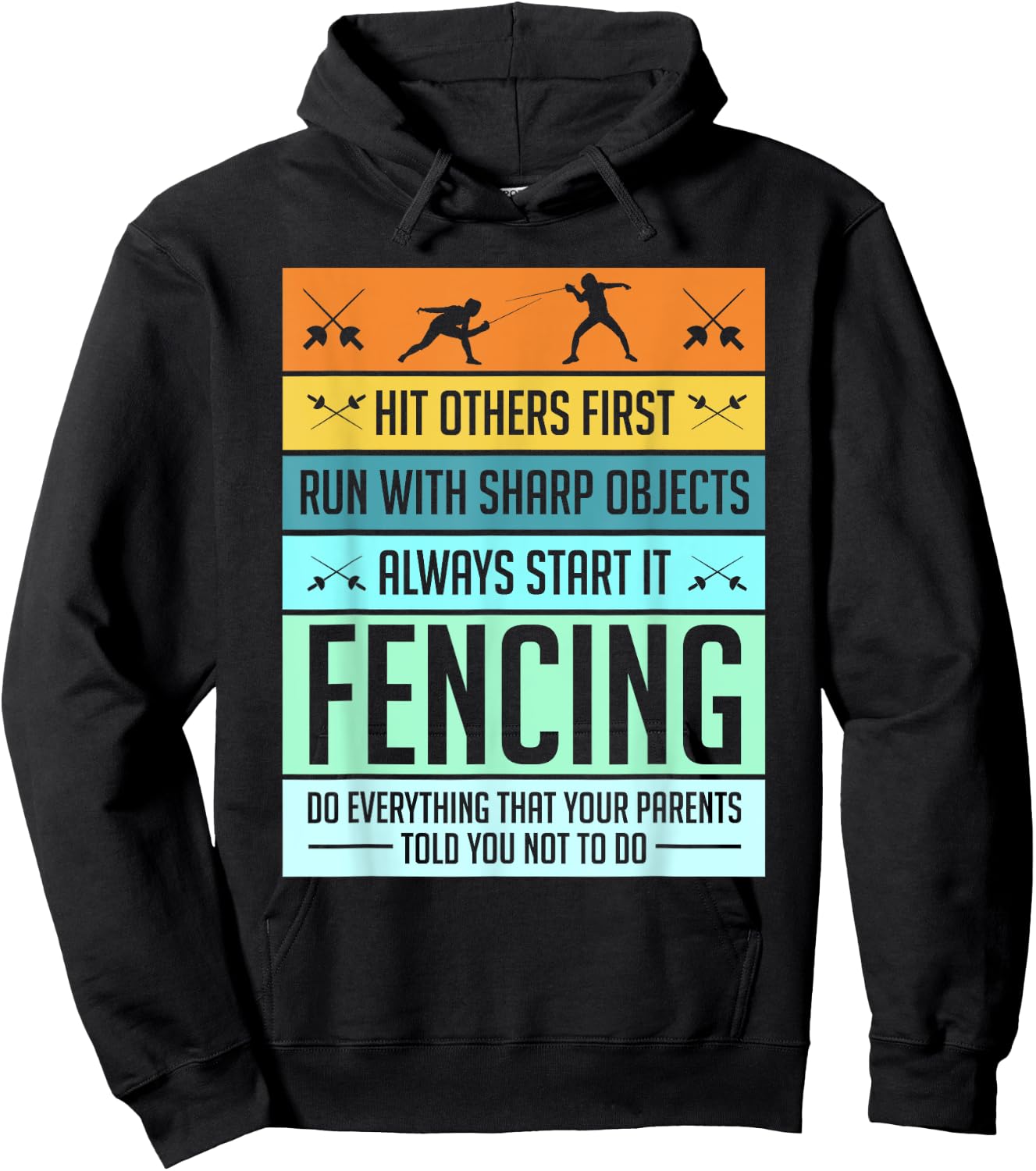 Funny Fencing Shirt Sport Pun Women Kids Hoodie - Hoodie | Black