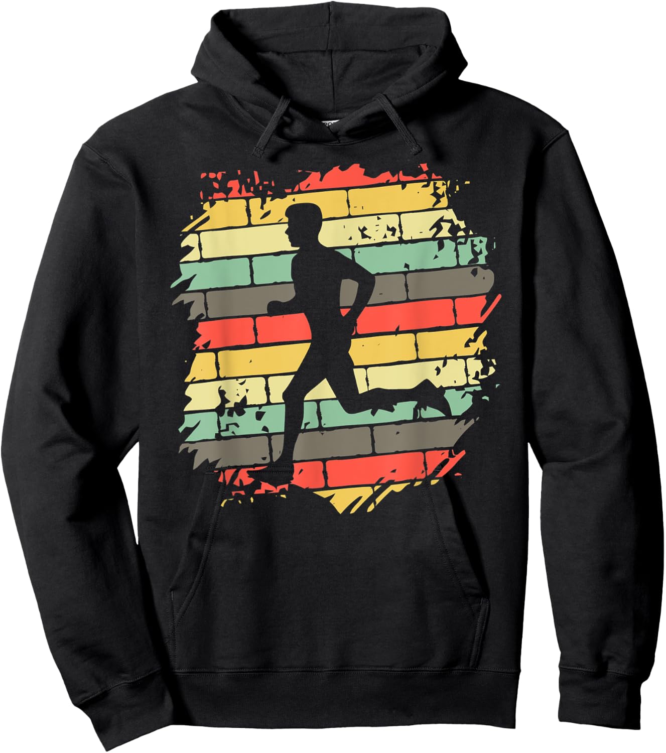 Vintage Runner Silhouette Shirt Urban Running Retro Graphic Hoodie - Hoodie | Black