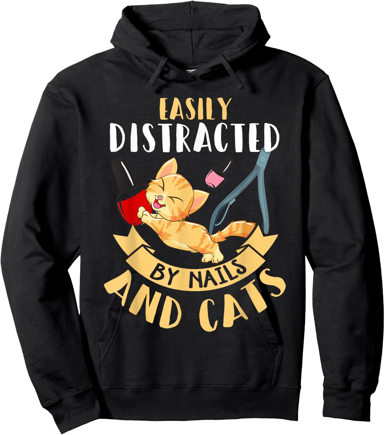 Nail Tech Shirt Funny Cat Lover Humor Nail Technician Gift Hoodie - Hoodie | Black