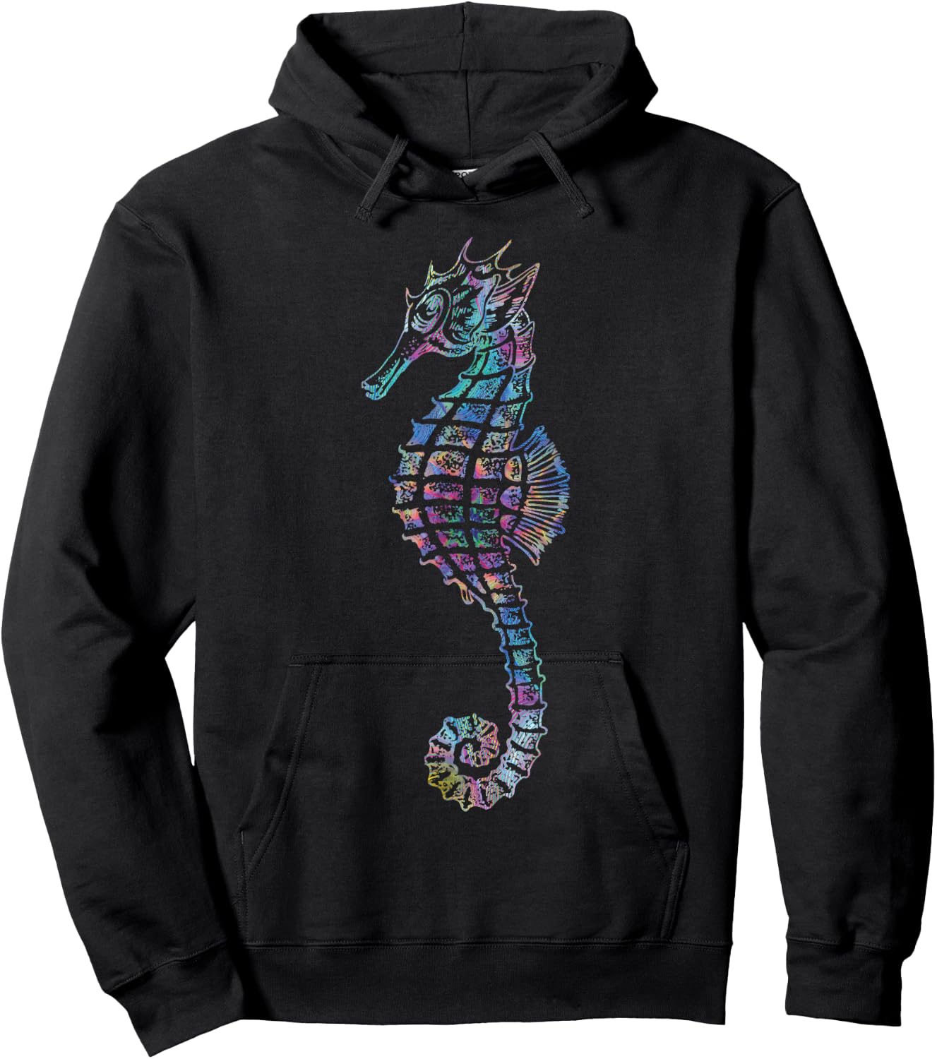Psychedelic Seahorse Gift Colorful Ocean Trippy Sea Creature Hoodie - Hoodie | Black