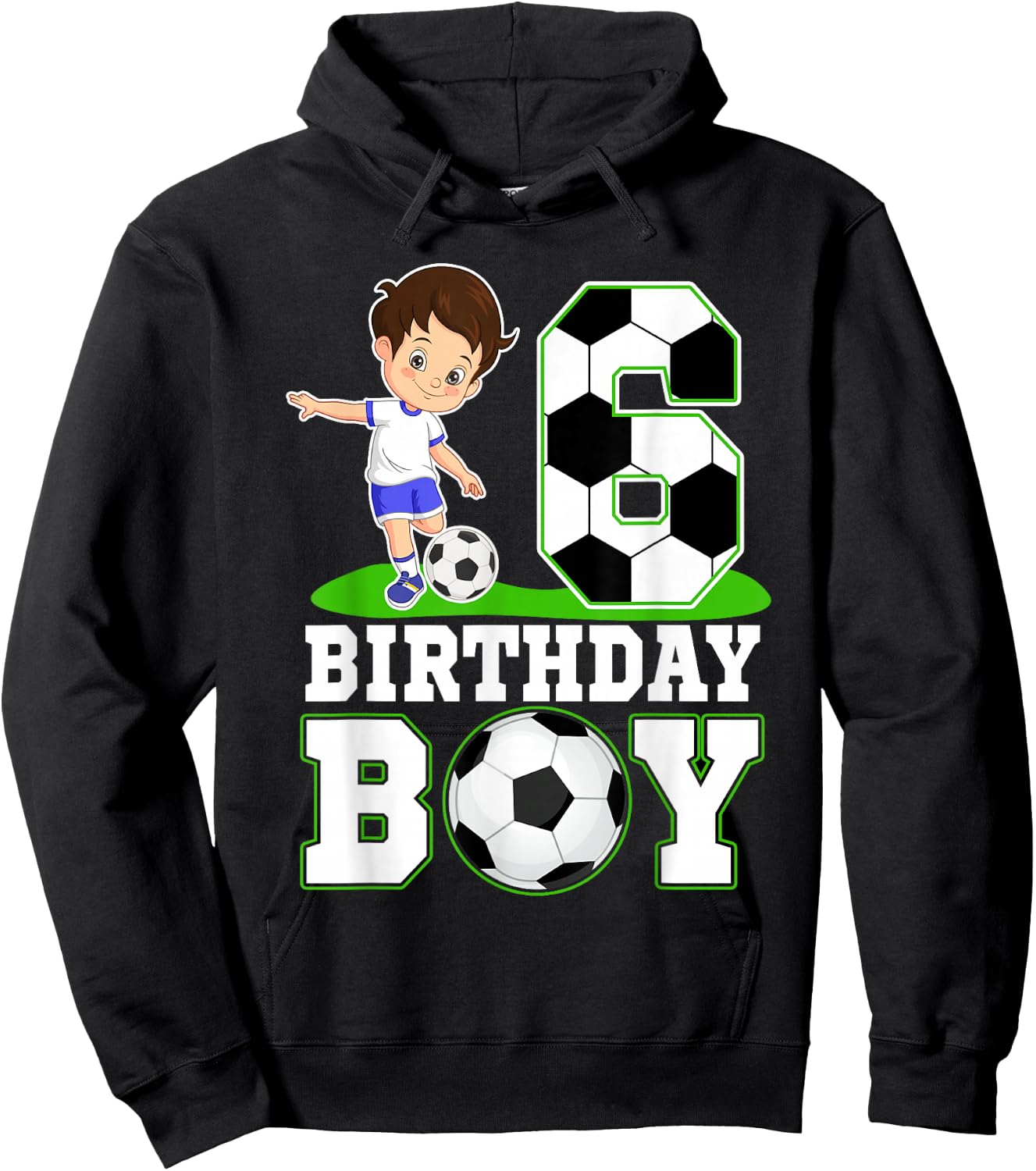 6 Year Old Birthday Soccer 6th Birthday Boy Hoodie - Hoodie | Black